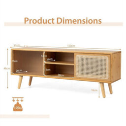 Tv Stand For Tvs Up To 5 Inch Media Console Table Bamboo - thumbnail 2