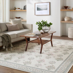 Livabliss Thistle-Washable Beige Green Pink Blue Modern Floral Living Dining Rug 200 X 275 Cm Easy Care, Non Shedding - thumbnail 8