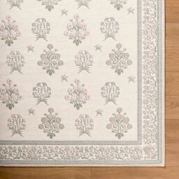Livabliss Thistle-Washable Beige Green Pink Blue Modern Floral Living Dining Rug 200 X 275 Cm Easy Care, Non Shedding - thumbnail 7
