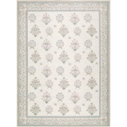 Livabliss Thistle-Washable Beige Green Pink Blue Modern Floral Living Dining Rug 200 X 275 Cm Easy Care, Non Shedding - thumbnail 2