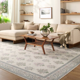 Livabliss Thistle-Washable Beige Green Pink Blue Modern Floral Living Dining Rug 200 X 275 Cm Easy Care, Non Shedding - thumbnail 6