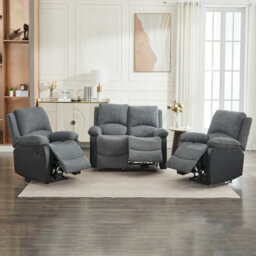 Electric Reclining Sofa Set, Corduroy Fabric Recliner Sectional Sofa Suite - 1+1+2 Sofa Set - thumbnail 1
