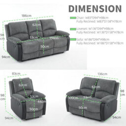 Electric Reclining Sofa Set, Corduroy Fabric Recliner Sectional Sofa Suite - 1+1+2 Sofa Set - thumbnail 5