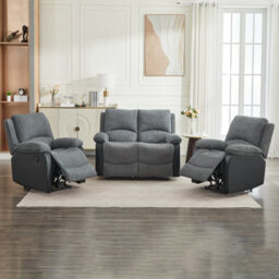 Electric Reclining Sofa Set, Corduroy Fabric Recliner Sectional Sofa Suite - 1+1+2 Sofa Set - thumbnail 4