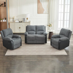 Electric Reclining Sofa Set, Corduroy Fabric Recliner Sectional Sofa Suite - 1+1+2 Sofa Set - thumbnail 3