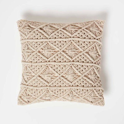 Homescapes Willow Handwoven Natural Macrame Cushion 45 X 45 Cm - image 1