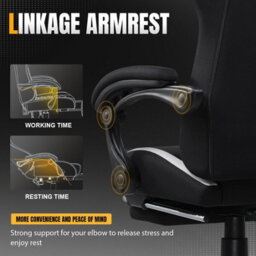 Gtplayer Fabric Gaming Chair, Ergonomic Computer Chair With Footrest Lumbar Support Heavy Duty Svivel Office Desk Chairs, White - thumbnail 5