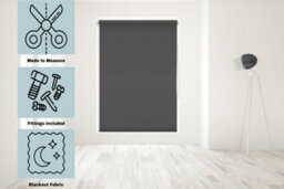 Caecus Blinds Made To Measure Blackout Roller Blind Dark Grey 120Cm - thumbnail 2