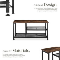 Tectake Shoe Rack Taunton - Surface Shelf And 2 Grid Shelves, Industrial Style -  - Industrial Wood Dark, Rustic - thumbnail 3