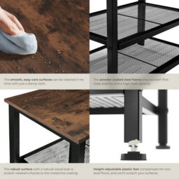 Tectake Shoe Rack Taunton - Surface Shelf And 2 Grid Shelves, Industrial Style -  - Industrial Wood Dark, Rustic - thumbnail 5