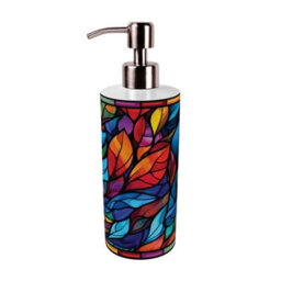 Purely Home Stained Glass Print Stainless Steel Soap Dispenser - Pump Action Refillable Bathroom & Kitchen Décor - thumbnail 4