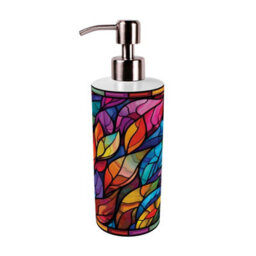 Purely Home Stained Glass Print Stainless Steel Soap Dispenser - Pump Action Refillable Bathroom & Kitchen Décor