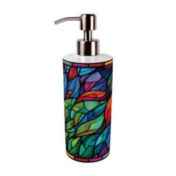 Purely Home Stained Glass Print Stainless Steel Soap Dispenser - Pump Action Refillable Bathroom & Kitchen Décor - thumbnail 3