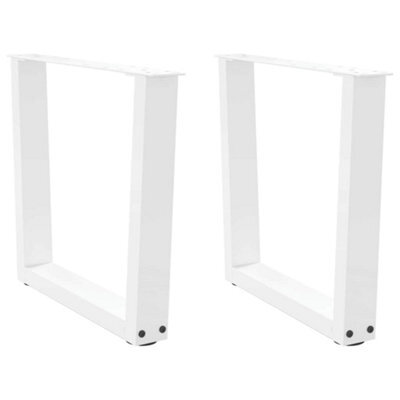 Berkfield Coffee Table Legs V-Shape 2 Pcs White 50X(42-43.3) Cm Steel - image 1