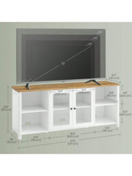 Songmics Vasagle Tv Stand For Tvs Up To 65 Inches, Tv Cabinet With Open Shelves, Closed Cabinet, Glass Doors - thumbnail 5