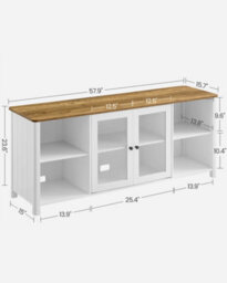 Songmics Vasagle Tv Stand For Tvs Up To 65 Inches, Tv Cabinet With Open Shelves, Closed Cabinet, Glass Doors - thumbnail 9
