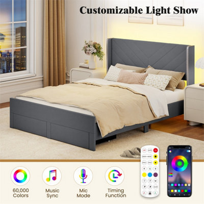 King Size Bed Frame With Led Lights For Bedroom - image 1
