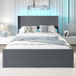 King Size Bed Frame With Led Lights For Bedroom - thumbnail 4