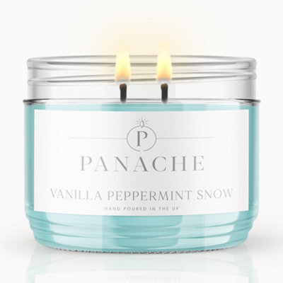 Panache Vanilla Peppermint Snow Scented Candle - Double Wick - Cool Sweet Holiday Scent - image 1