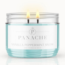 Panache Vanilla Peppermint Snow Scented Candle - Double Wick - Cool Sweet Holiday Scent - thumbnail 1