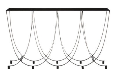 Premier Housewares Interiors By Premier Stylish Design Console Table With Black Glass Top, Versatile Hallway Table, Easily Maintained Console Table - image 1