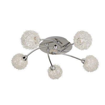 Lighting Collection - 5 Light Ceiling Flush, Chrome & Aluminium - image 1