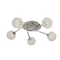 Lighting Collection - 5 Light Ceiling Flush, Chrome & Aluminium - thumbnail 1