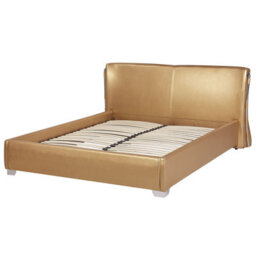 Beliani Bed Leather Paris 160 X 200 Cm (Eu King Size) Gold - thumbnail 4