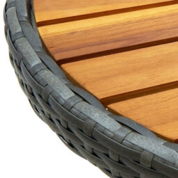 Walplus Tea Table 60 Cm - Grey Poly Rattan & Solid Acacia Wood, Stylish & Durable, Perfect For Outdoor Patio Or Garden Use - thumbnail 6