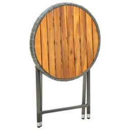 Walplus Tea Table 60 Cm - Grey Poly Rattan & Solid Acacia Wood, Stylish & Durable, Perfect For Outdoor Patio Or Garden Use - thumbnail 5