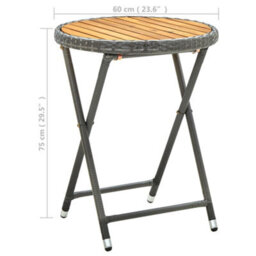 Walplus Tea Table 60 Cm - Grey Poly Rattan & Solid Acacia Wood, Stylish & Durable, Perfect For Outdoor Patio Or Garden Use - thumbnail 7
