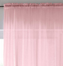 "Enhanced Living Sheer Pink Plain Woven Voile Slot Top Curtain Panel Pair (57X90"") 145X229M" - thumbnail 2