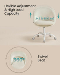 LEDREM Office Chair, Swivel Chair, Desk Chair, Velvet Front, Foam Padding, Adjustable Height, For Home Office, Study, Bedroom - thumbnail 3