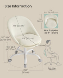 Songmics Office Chair, Swivel Chair, Desk Chair, Velvet Front, Foam Padding, Adjustable Height, For Home Office, Study, Bedroom - thumbnail 6