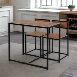Rafaelo Mobilia Industrial 3-Piece Dining Rustic Table Set - thumbnail 2