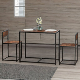 Rafaelo Mobilia Industrial 3-Piece Dining Rustic Table Set - thumbnail 3