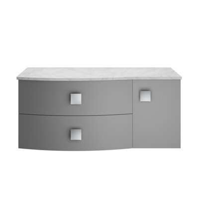 Hudson Reed Sarenna Wall Hung Lh 2 Drawer 1 Door Vanity Unit & Grey Marble Top, Dove Grey, 1012 X 504 X 446mm - image 1