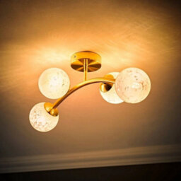 Gold Ceiling Light Fitting Confetti Glass Globe Lampshades Living Room Lamp - thumbnail 4
