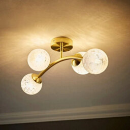 Gold Ceiling Light Fitting Confetti Glass Globe Lampshades Living Room Lamp - thumbnail 5
