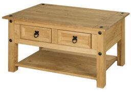 Mews Corona Coffee Table 2 Drawer Mexican Solid Pine Wood Occasional - thumbnail 4