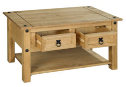 Mews Corona Coffee Table 2 Drawer Mexican Solid Pine Wood Occasional - thumbnail 3
