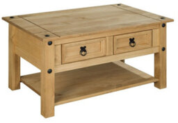 Mews Corona Coffee Table 2 Drawer Mexican Solid Pine Wood Occasional - thumbnail 6