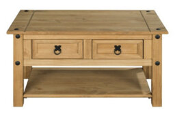 Mews Corona Coffee Table 2 Drawer Mexican Solid Pine Wood Occasional - thumbnail 7