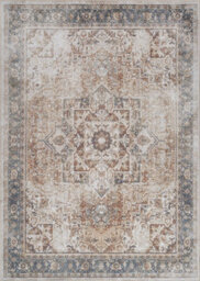 Livabliss Lillian-Washable Brown Blue Traditional Vintage Boho Living Dining Rug 160 X 213 Cm Easy Care, Non Shedding - thumbnail 1