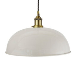 Pale Grey Worcester Painted Dome Pendant Light With Matt Antique Brass Lamp Holder And Black Twisted Cable - Se Home - thumbnail 1