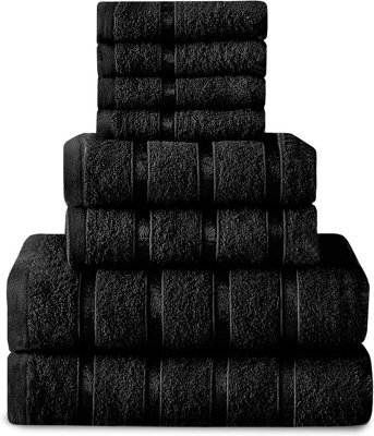 Gc Gaveno Cavailia 8 Piece Bostonian Oasis Towel Bale Set Black Quick Dry And Super Obsorbent Towel - image 1