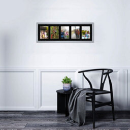 AK Frames 26X8 Silver Classic Multi Photo Frame With Black Mount - Holds 5 Apertures (5X) 6X4 Photos - thumbnail 3