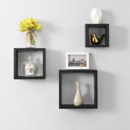Spot On Dealz Cali Wall Floating Cube Box Shelf/shelves Set Of 3 Wall Hanging Display Shelving Unit-Black - thumbnail 2