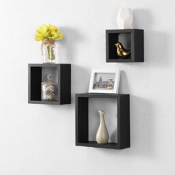Spot On Dealz Cali Wall Floating Cube Box Shelf/shelves Set Of 3 Wall Hanging Display Shelving Unit-Black - thumbnail 1