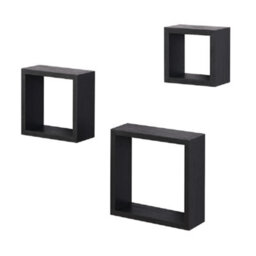 Spot On Dealz Cali Wall Floating Cube Box Shelf/shelves Set Of 3 Wall Hanging Display Shelving Unit-Black - thumbnail 3